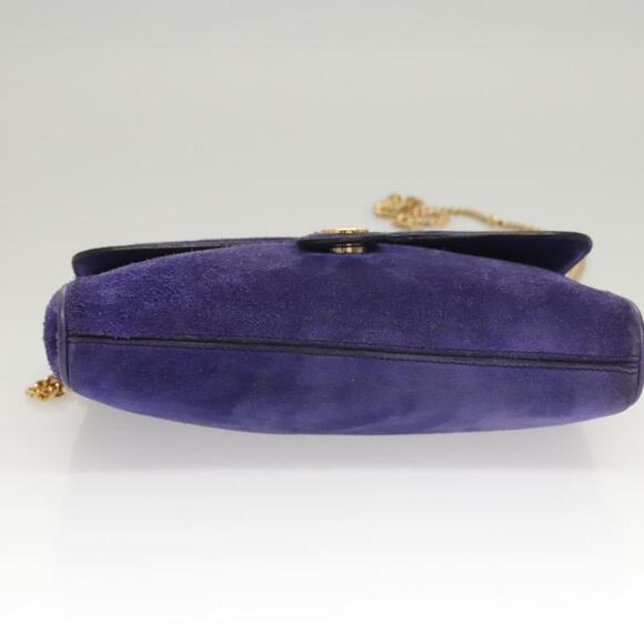 CELINE Chain Shoulder Bag Suede Purple - Picture 9 of 13